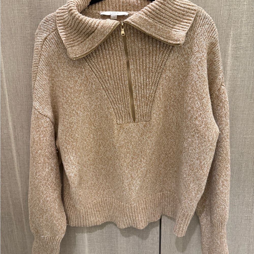 LOFT Tan Cowl Neck Sweater